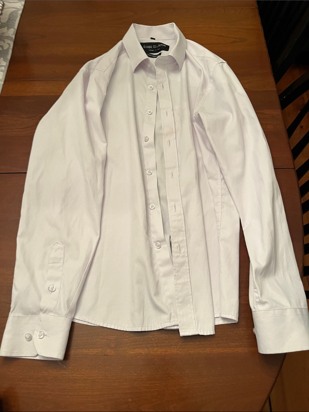 IC COLLECTION Men's Light White Dress Shirt with Spread Collar